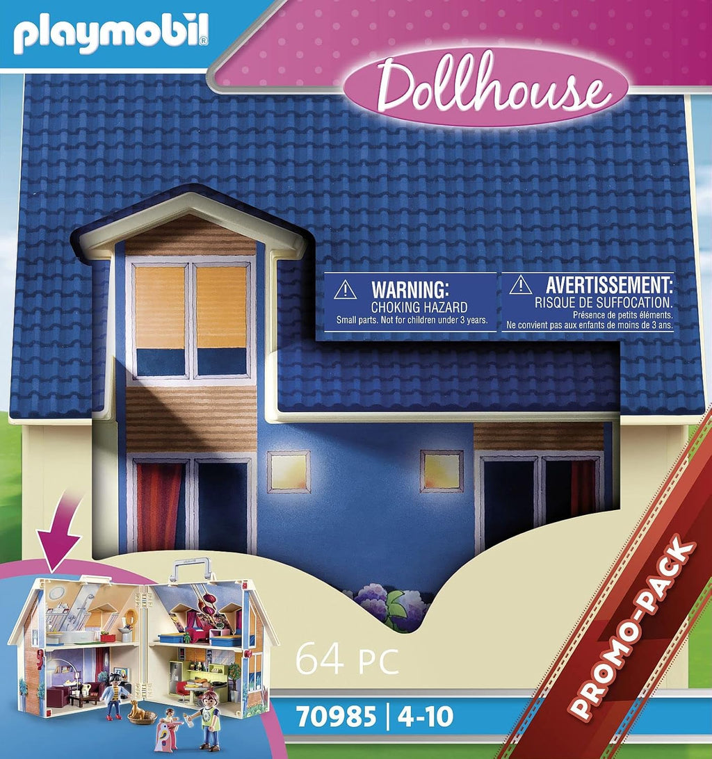 Playmobil 70985 Maison transportable - Dollhouse - avec Trois Personnages, Salle de Bains, Chambre, Salon et Cuisine - Tout équipée - La Maison Traditionnelle - s'ouvre s'emporte Partout - Dès 5 Ans