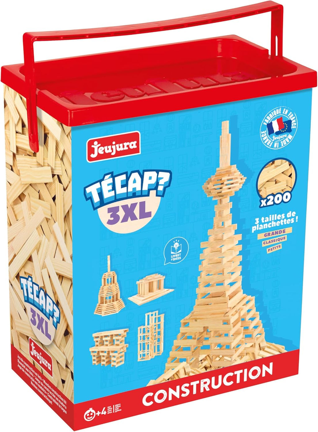 JEUJURA - TECAP? 3XL - 200 planchettes en bois, 120 Pièces