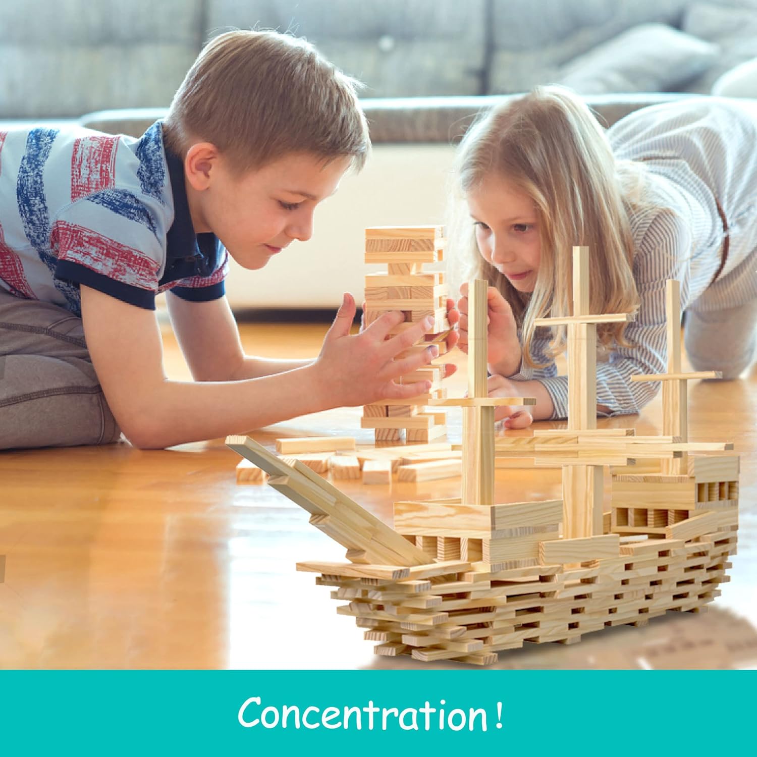 ICEKO - 100 Planchettes - Jeux de Construction en Bois pour Enfants - Développeur de Coordination et d'Éveil À partir de 3 Ans