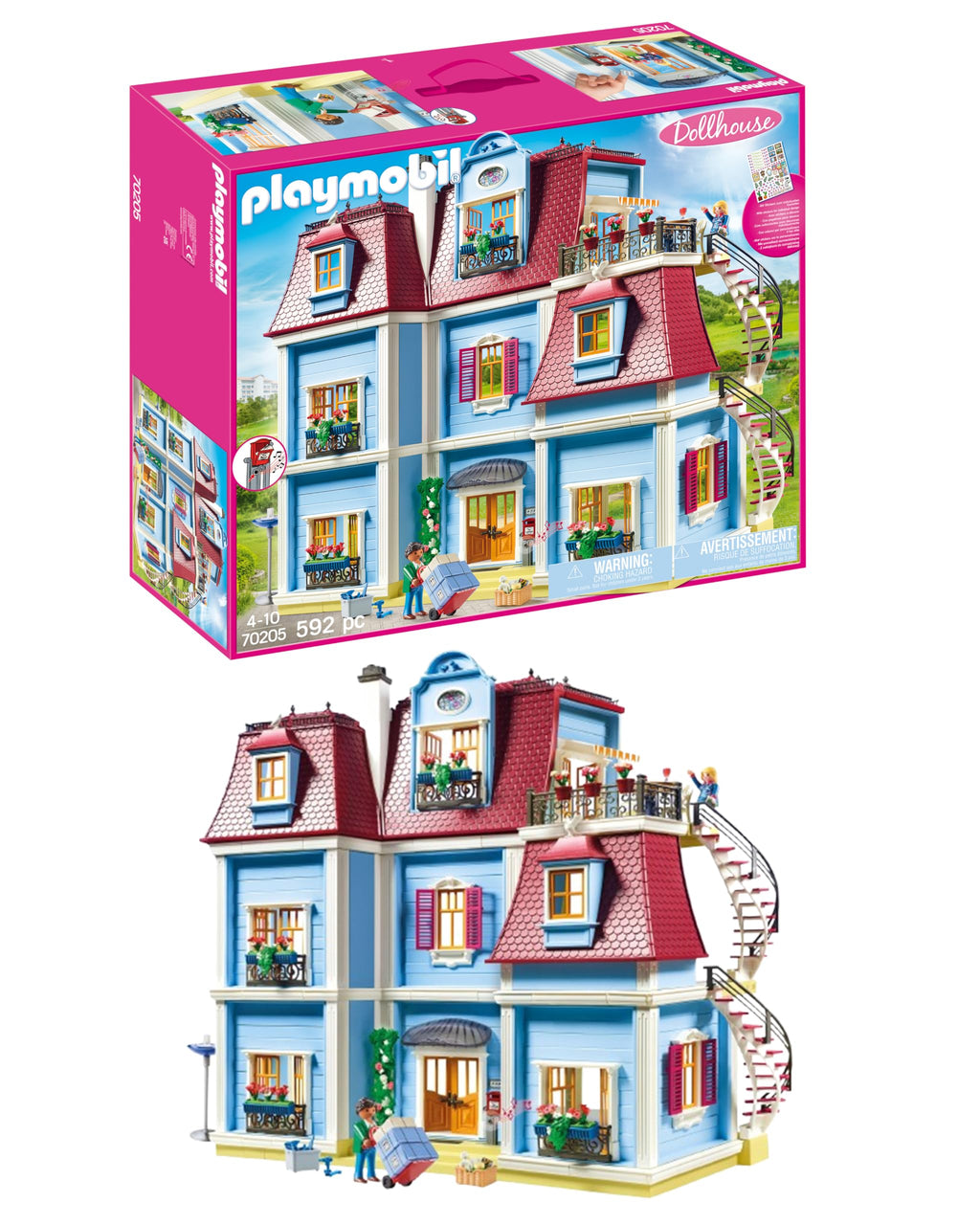 Playmobil 70985 Maison transportable - Dollhouse - avec Trois Personnages, Salle de Bains, Chambre, Salon et Cuisine - Tout équipée - La Maison Traditionnelle - s'ouvre s'emporte Partout - Dès 5 Ans