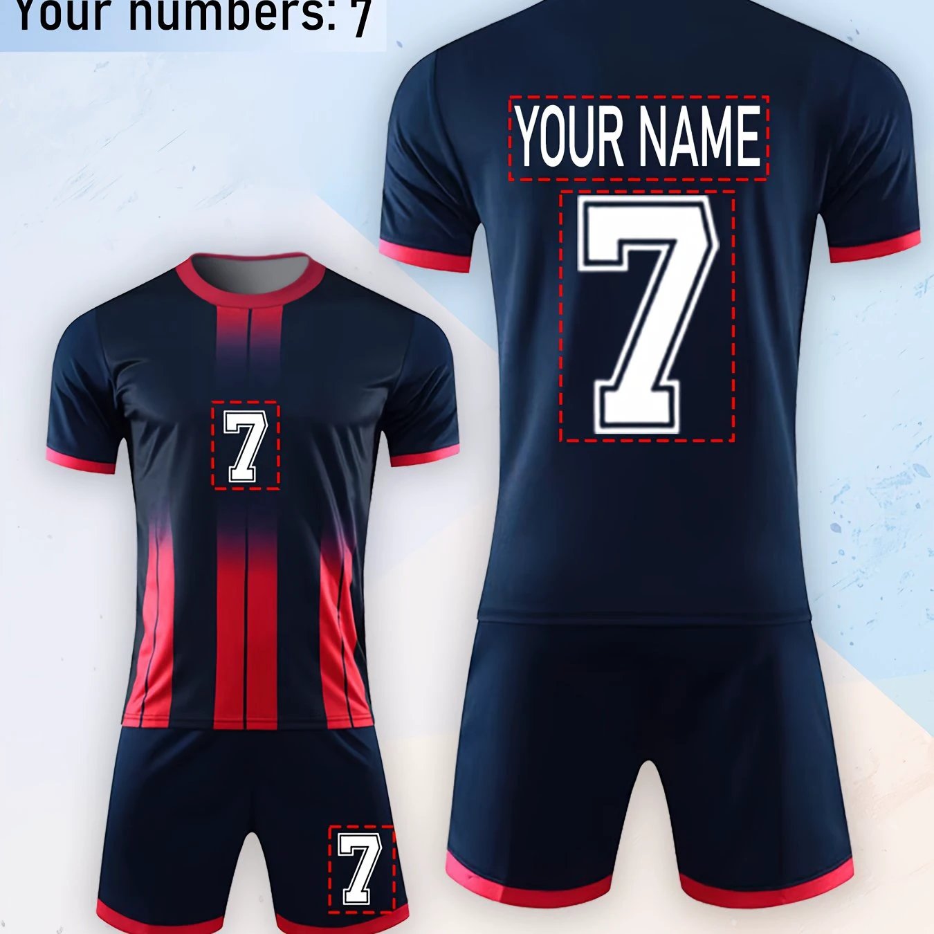 Schnelltrocknendes Fußballtrikot mit Nummern und Namen