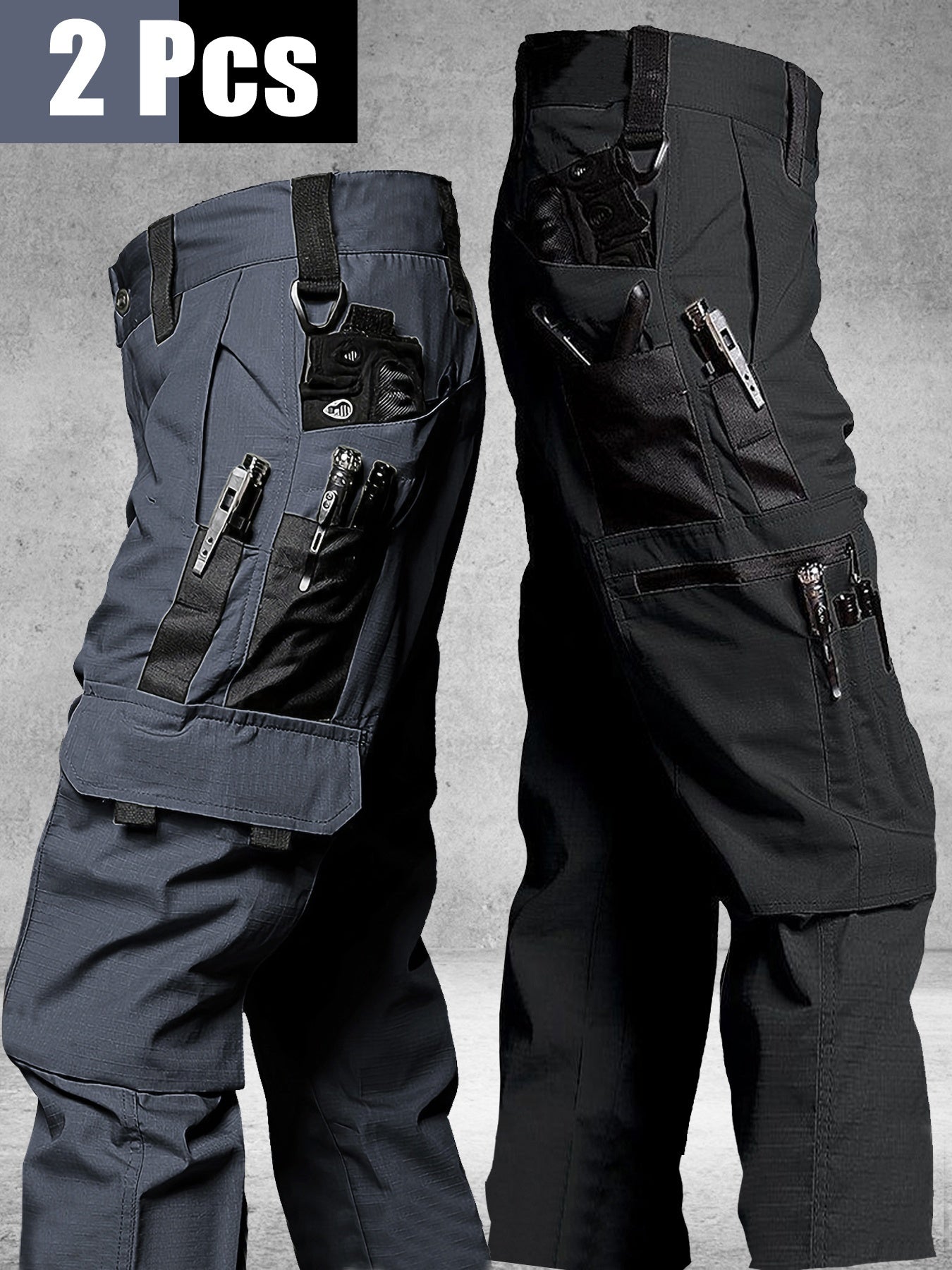 TactiPro – Lot de 2 Pantalons Cargo Tactiques Homme, Multi-Poches Résistants by LSDLBoutique.ch