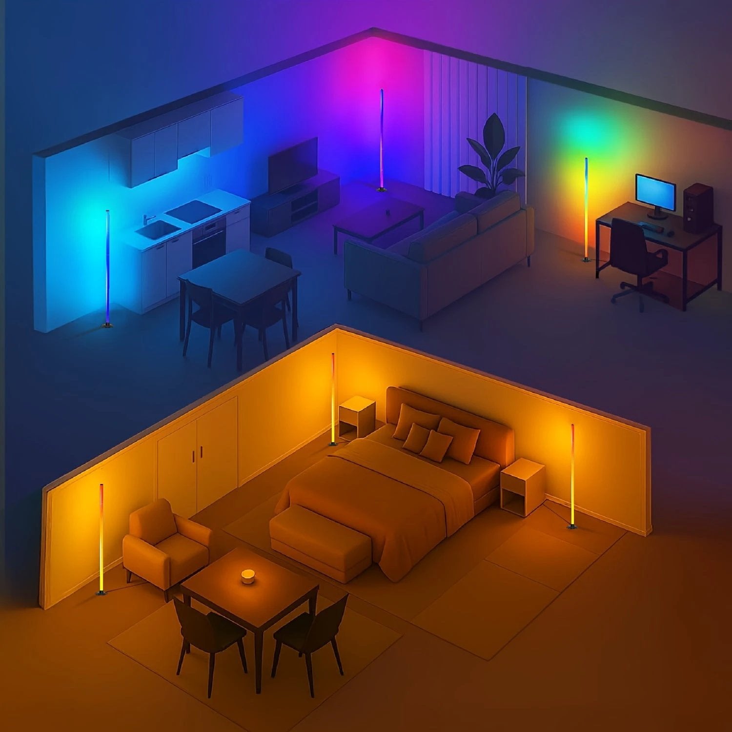 LumiGlow – Lampe LED d’Ambiance RGB avec Télécommande & Appli by LSDLBoutique.ch