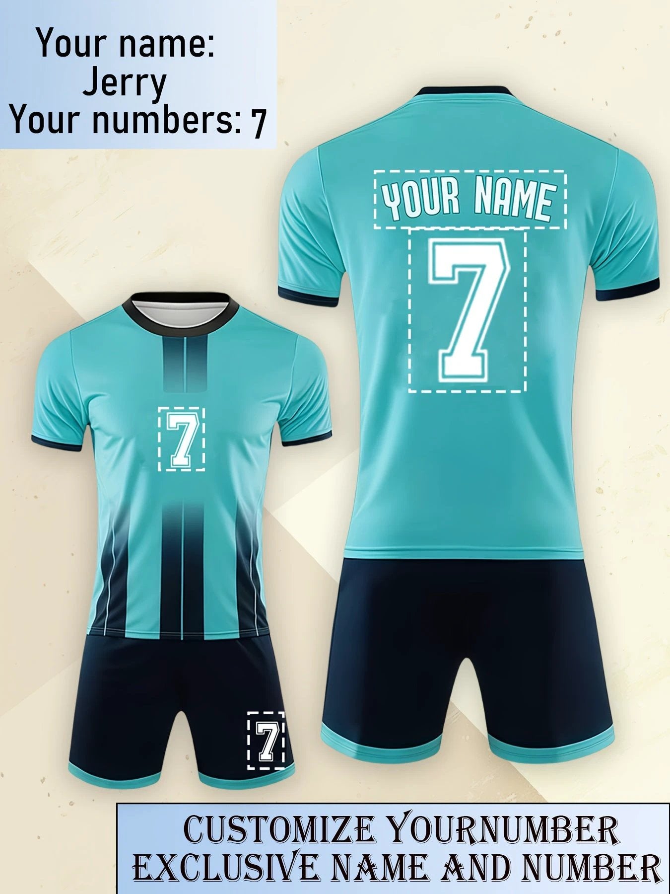 Schnelltrocknendes Fußballtrikot mit Nummern und Namen