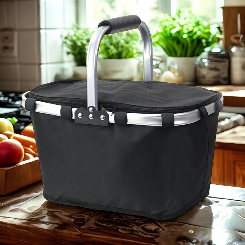 Faltbarer Isolierkorb mit Reißverschlussdeckel, Oxford-Aluminium