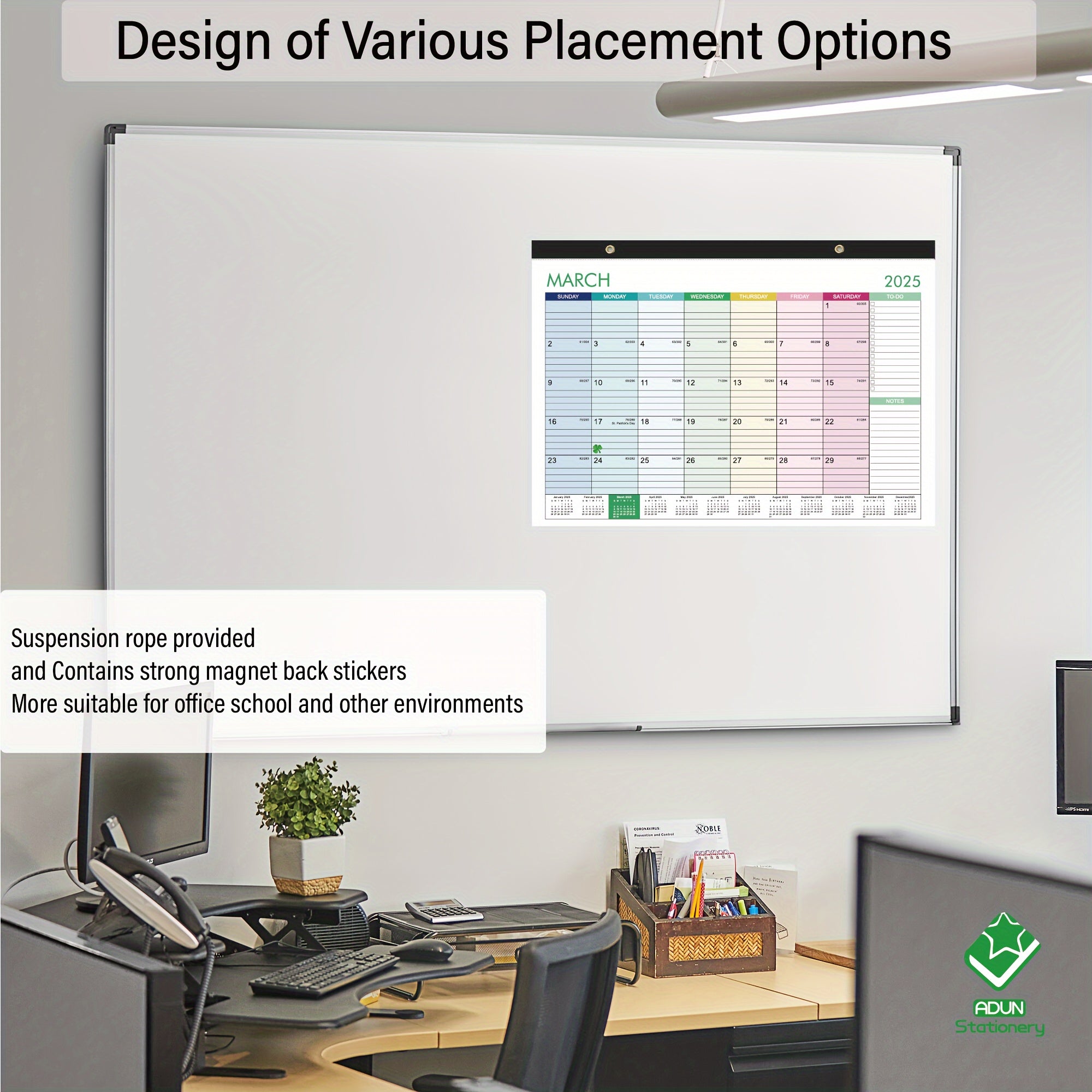 Calendrier Mural Mensuel Magnétique Grand Format 2025 2026 2027 43x30 cm Pour Maison Bureau École by LSDLBoutique