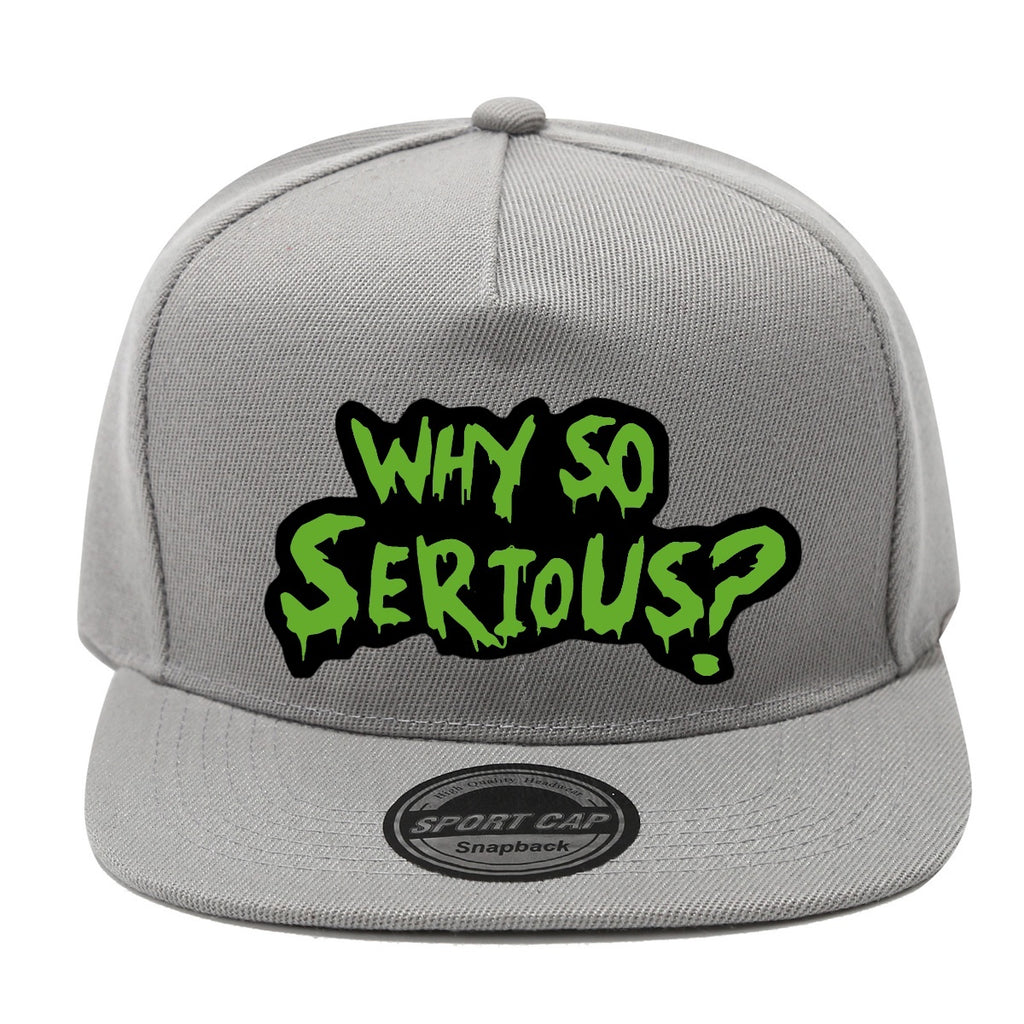 Casquette Streetwear Why So Serious Noire et Verte Snapback Unisexe Polyester Léger Dos en Maille Respirante by LSDLBoutique.ch