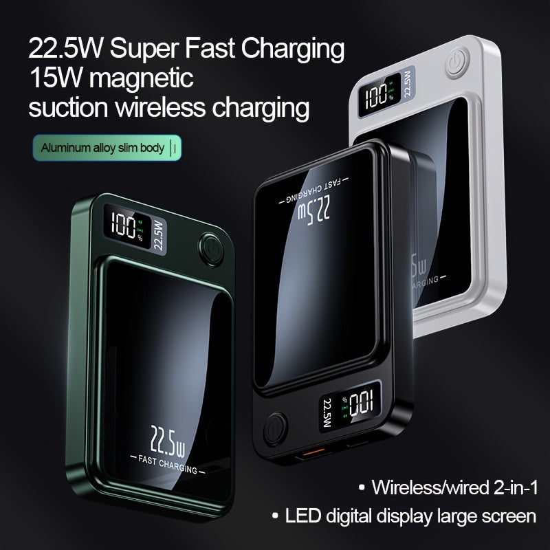 KOILAGER Batterie Externe 10000mAh Ultra Fine Charge Magnétique Sans Fil 15W Et Filaire 22,5W USB C Compatible IPhone by LSDLBoutique.ch