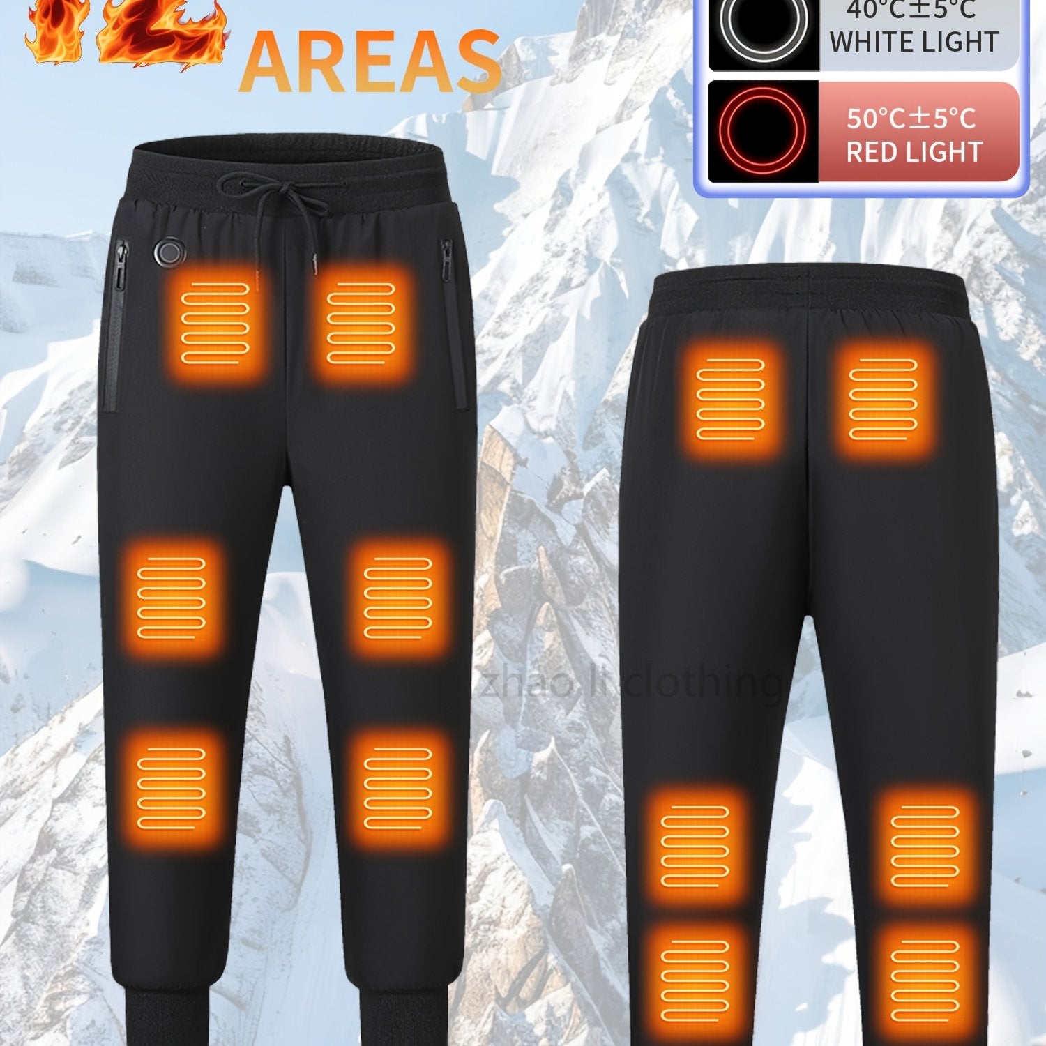 Pantalon De Sport Chauffant Avec 12 Zones De Chauffe Ceinture Renforcée Et Poches Zippées Sans Batterie by LSDLBoutique