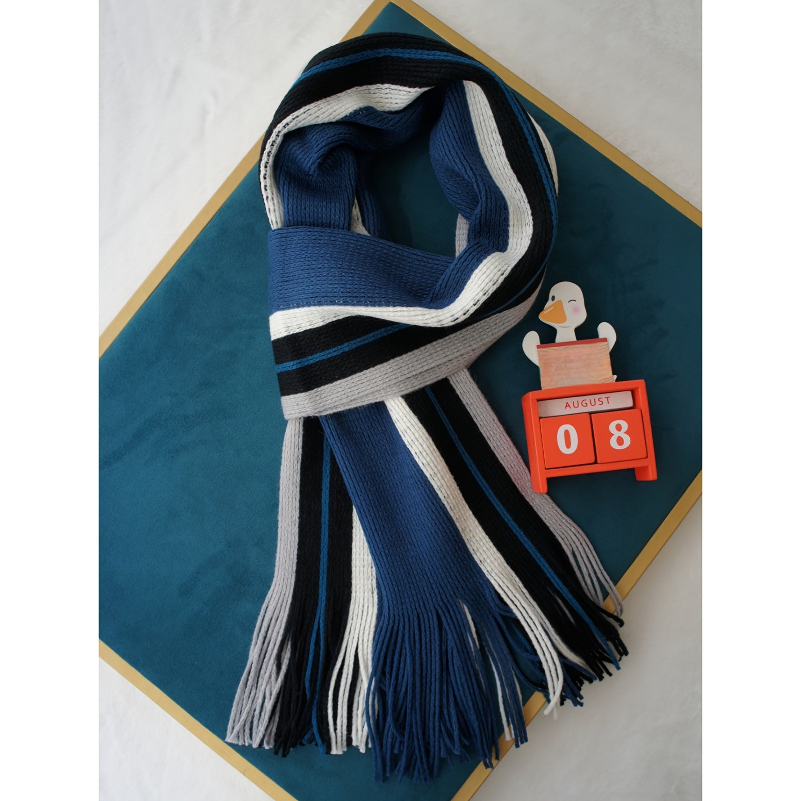 Écharpe Homme À Rayures Tricot Chaud Avec Franges En Acrylique Doux Pour Hiver Confortable Et Légère by LSDLBoutique.ch