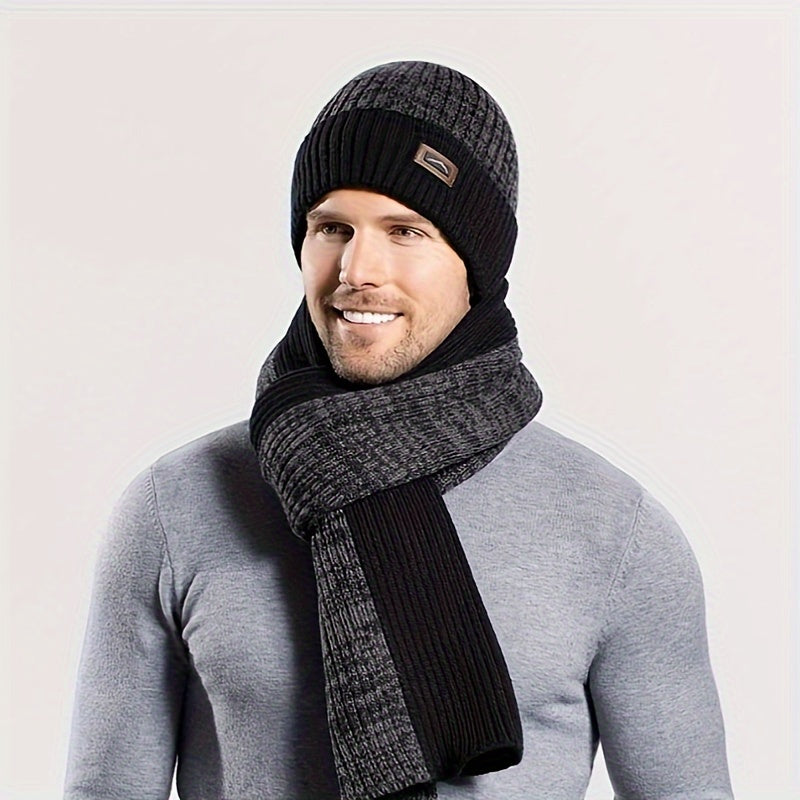 Ensemble Bonnet Écharpe Gants Homme Hiver Tricotés Trois Pièces Confort Élégant by LSDLBoutique.ch