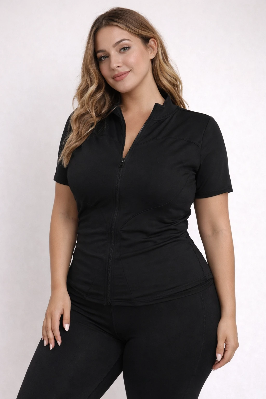 Trainingsoberteil mit Reißverschluss, hohem Kragen und schnelltrocknenden Eigenschaften.