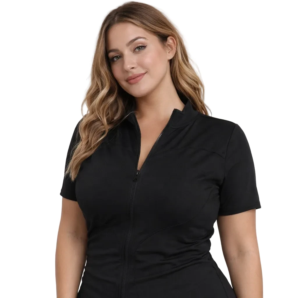 Trainingsoberteil mit Reißverschluss, hohem Kragen und schnelltrocknenden Eigenschaften.