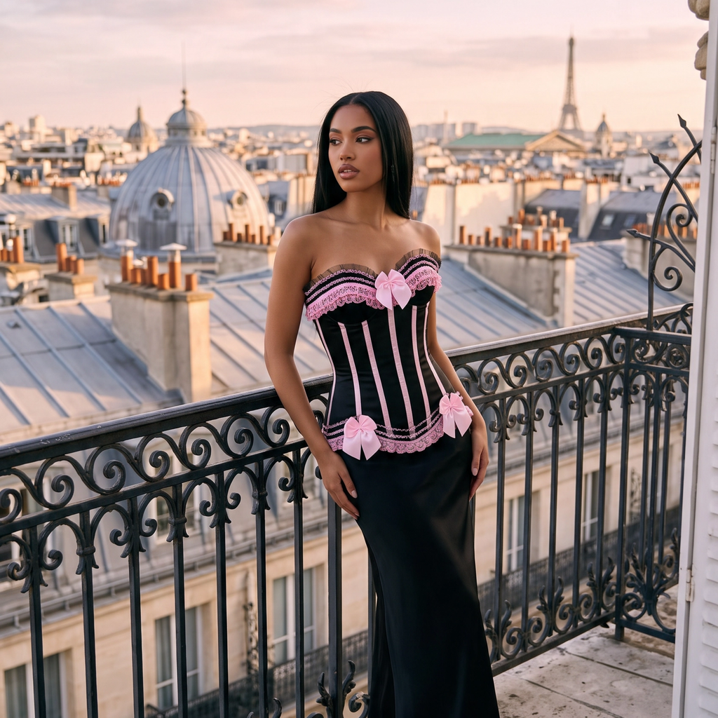 Gothic Lace Corset with Overbust Bustier – Swann