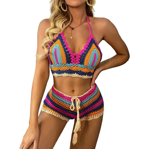 Les Secrets de Léa – Bikini crochet rayé multicolore – Valorine