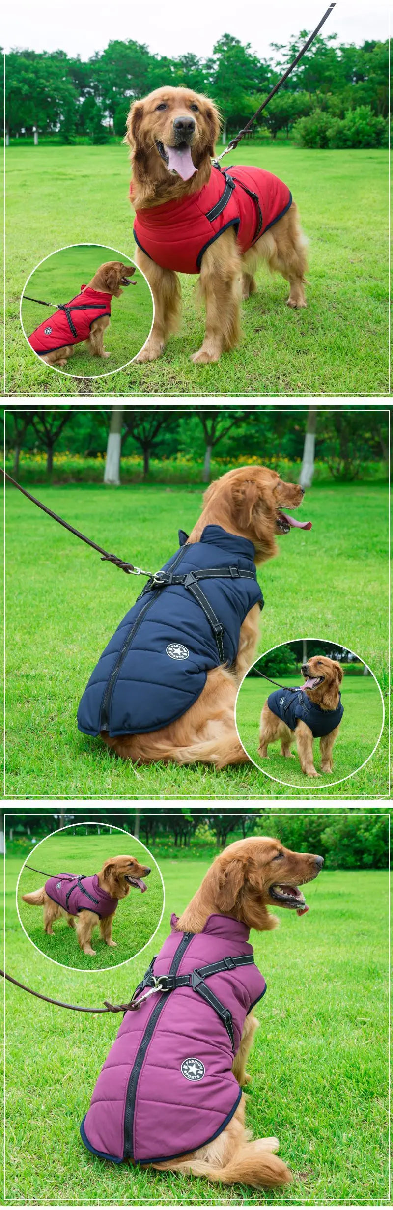 CDDMPET Veste Pour Chien Imperméable Chaude Grande Taille Harnais