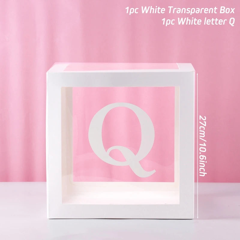 QIFU Boîte À Ballons Avec Lettres Plastique Rose Et Blanc