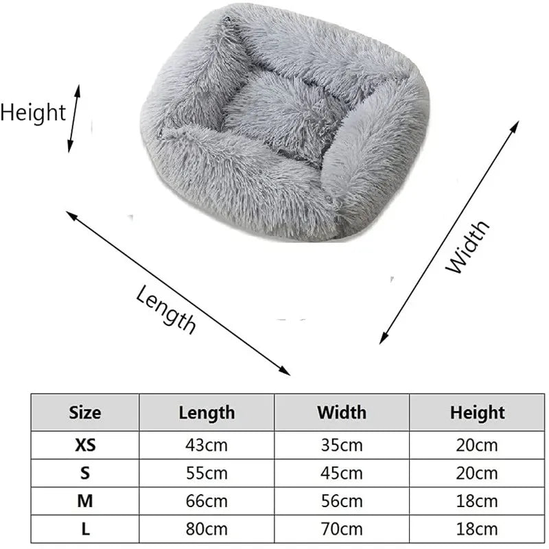 Square Plush Dog Bed, Washable, Duck Blue, Sizes XS to XL