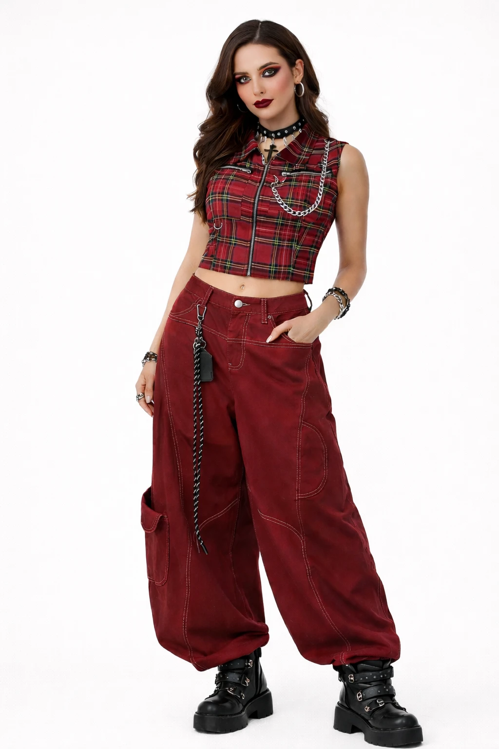 Unisex High-Waisted Haribo Baggy Jeans Y2K Rot