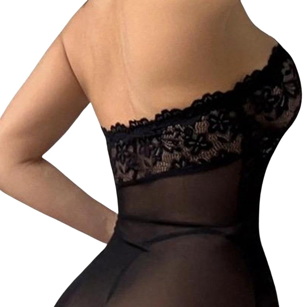 Les Secrets de Léa – robe longue transparente noire – Dina