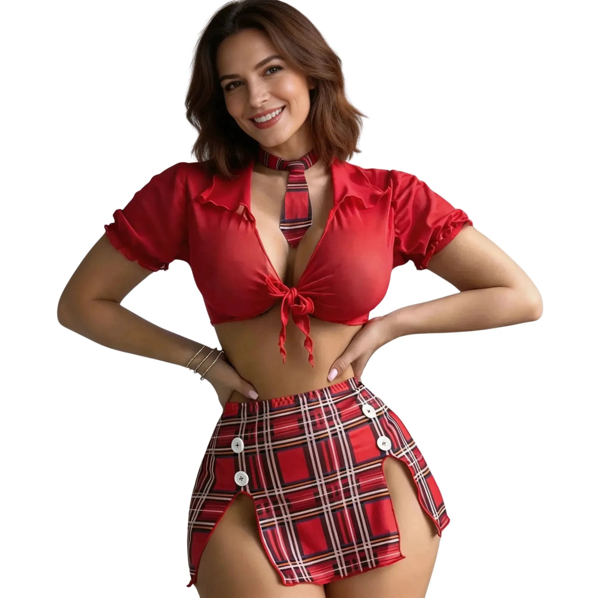 Les Secrets de Léa – Ensemble lingerie quatre pièces à carreaux – Patricia