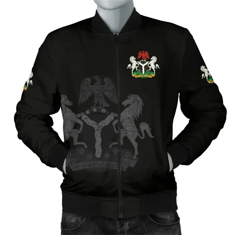 Blouson Aviateur Graphique 3D Imprimé Nigeria Afrique Ouest