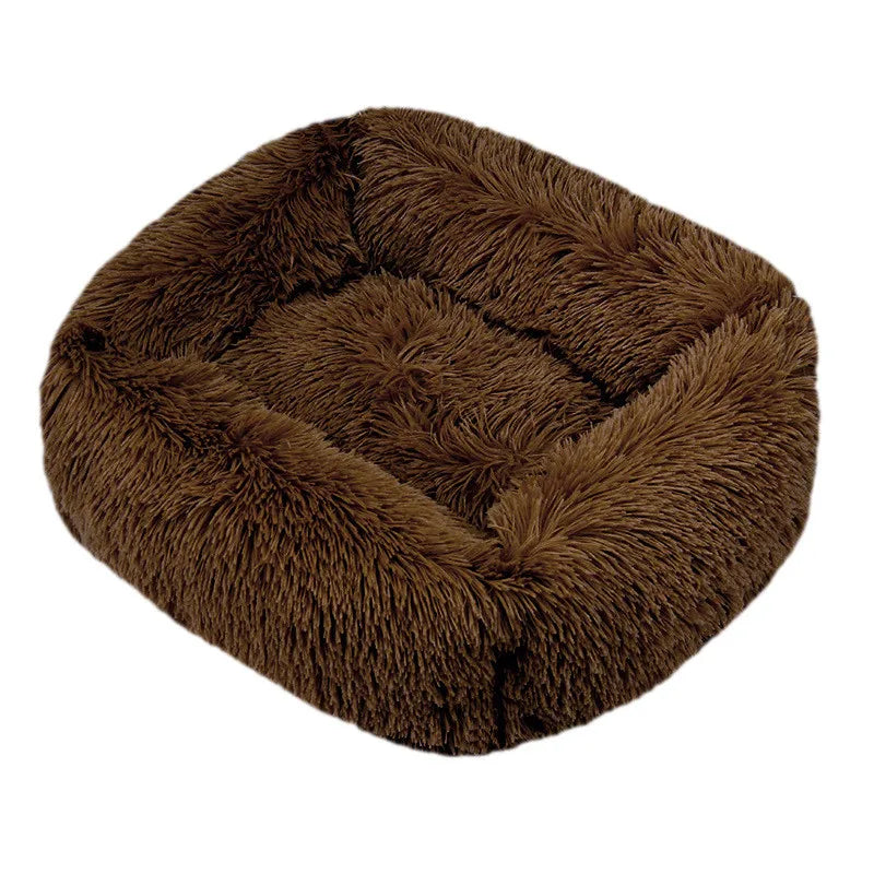 Square Plush Dog Bed, Washable, Duck Blue, Sizes XS to XL