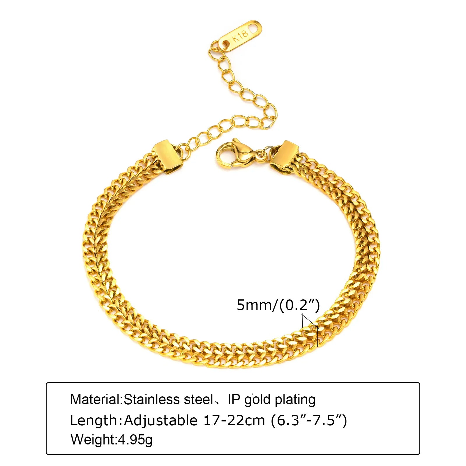 Bracelet trombone réglable – Acier inoxydable