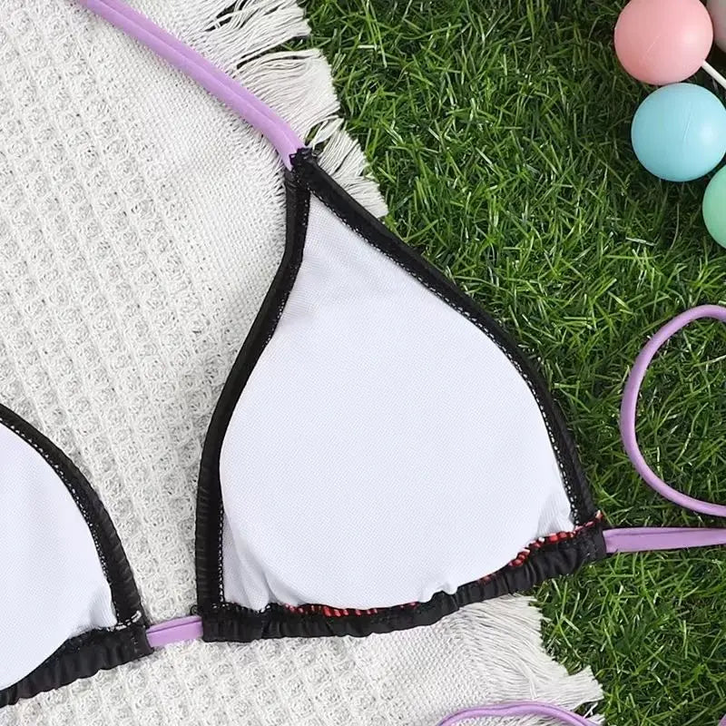 Kawaii Cosplay Two-Piece Bikini with Cat Print – Kuromi Y2K