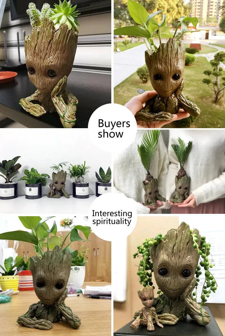 Groot Miniatur-Blumentopf aus braunem Kunststoff für Pflanzen