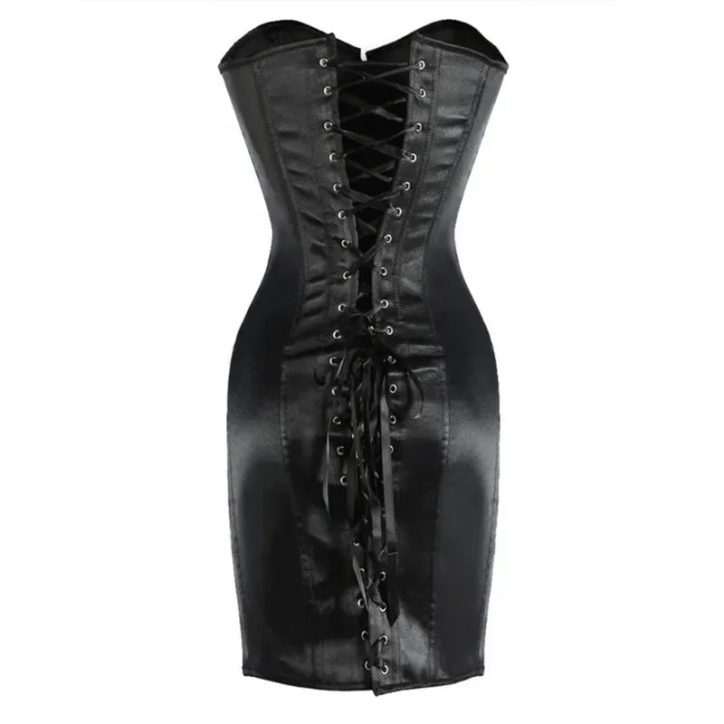 Überbrustkorset aus Satin mit Schnürung im Gothic-Stil – Große Größen