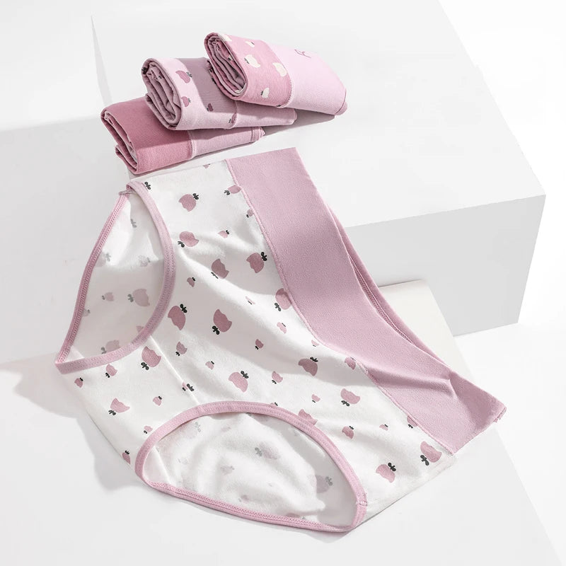 ZJX Ensemble 8 Culottes Femme Coton Respirant Taille Haute Rose Imprimé Coeurs