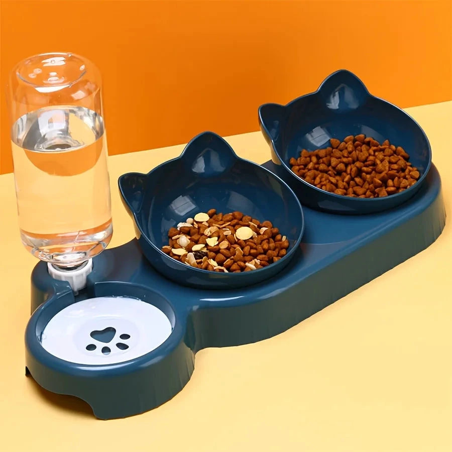 Gamelle 3 En 1 Pour Chat Avec Distributeur D Eau Bols Inclinés Antidérapants Pour Alimentation Complète by LSDLBoutique