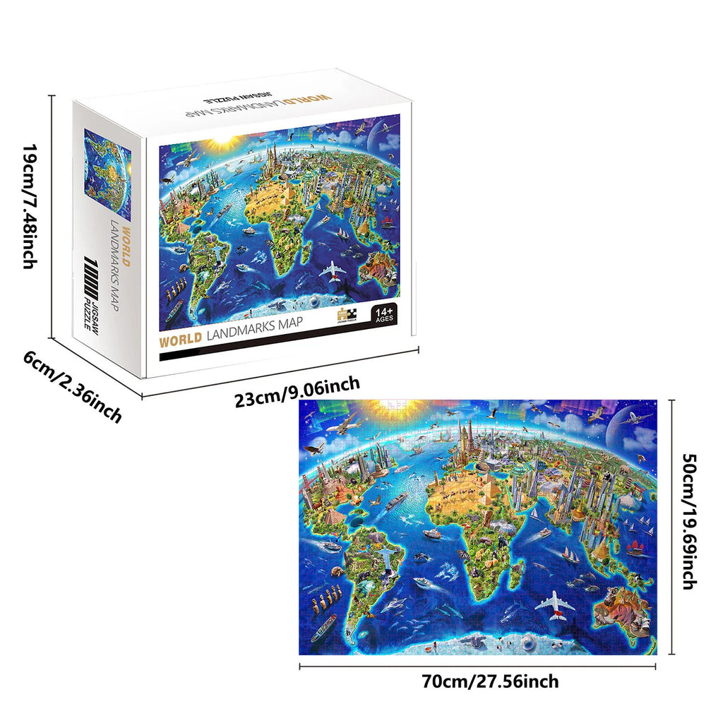 Songyi Puzzle 1000 Pièces Carte Monde Monuments Célèbres Pour Adultes Et Enfants À Partir De 14 Ans by LSDLBoutique.ch
