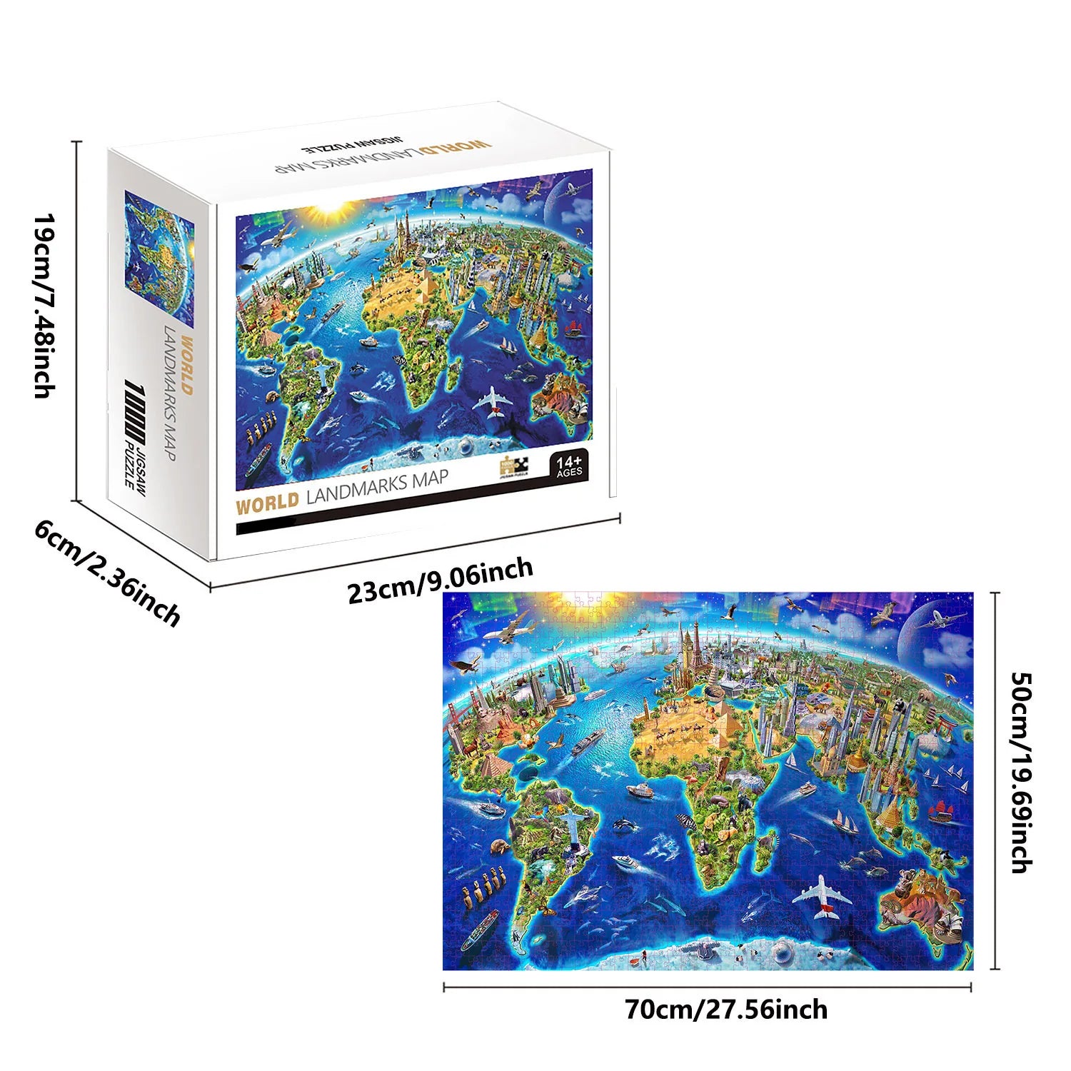 Songyi Puzzle 1000 Pièces Carte Monde Monuments Célèbres Pour Adultes Et Enfants À Partir De 14 Ans by LSDLBoutique.ch