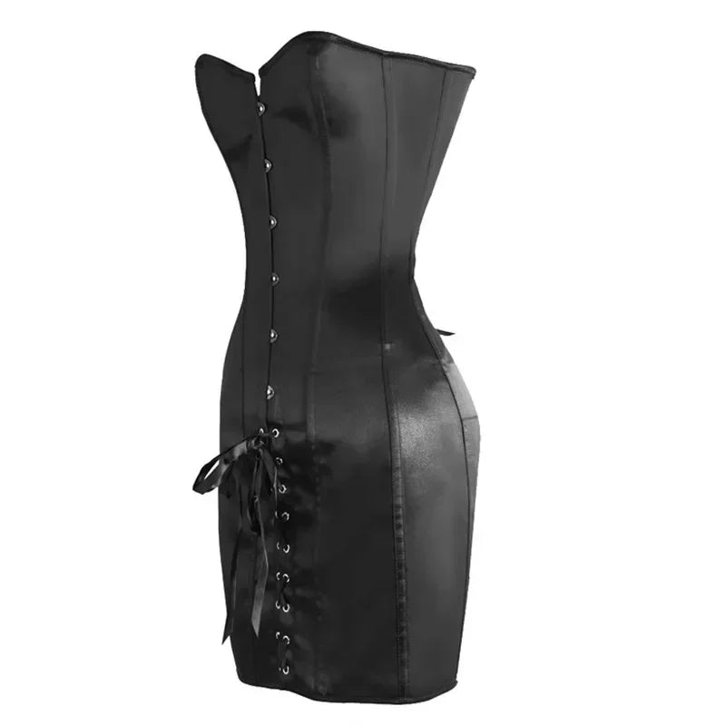 Überbrustkorset aus Satin mit Schnürung im Gothic-Stil – Große Größen