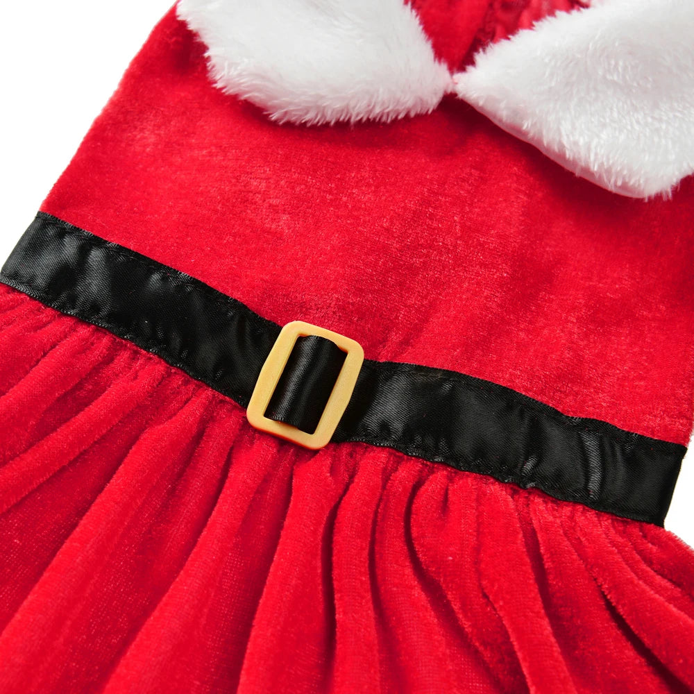 Robe Noël Rouge Avec Ceinture Noire Pour Petit Chien Et Chat