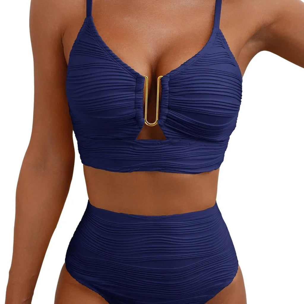 Maillot de bain deux pièces taille haute triangle – Pure Color