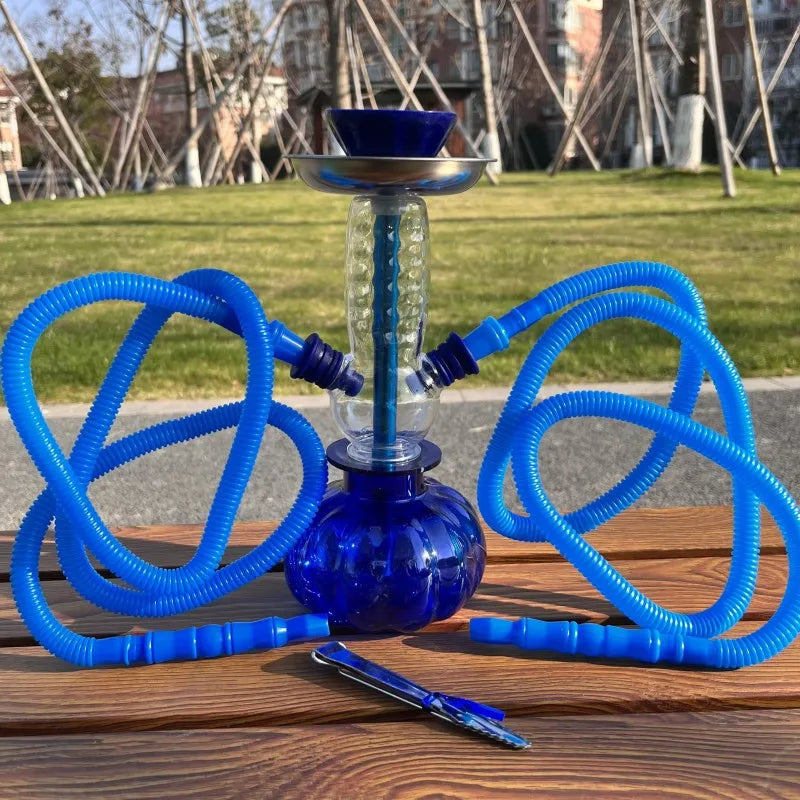 Shisha-Set Oval Guillé Acryl Doppel Silikonschlauch Riesig Mai