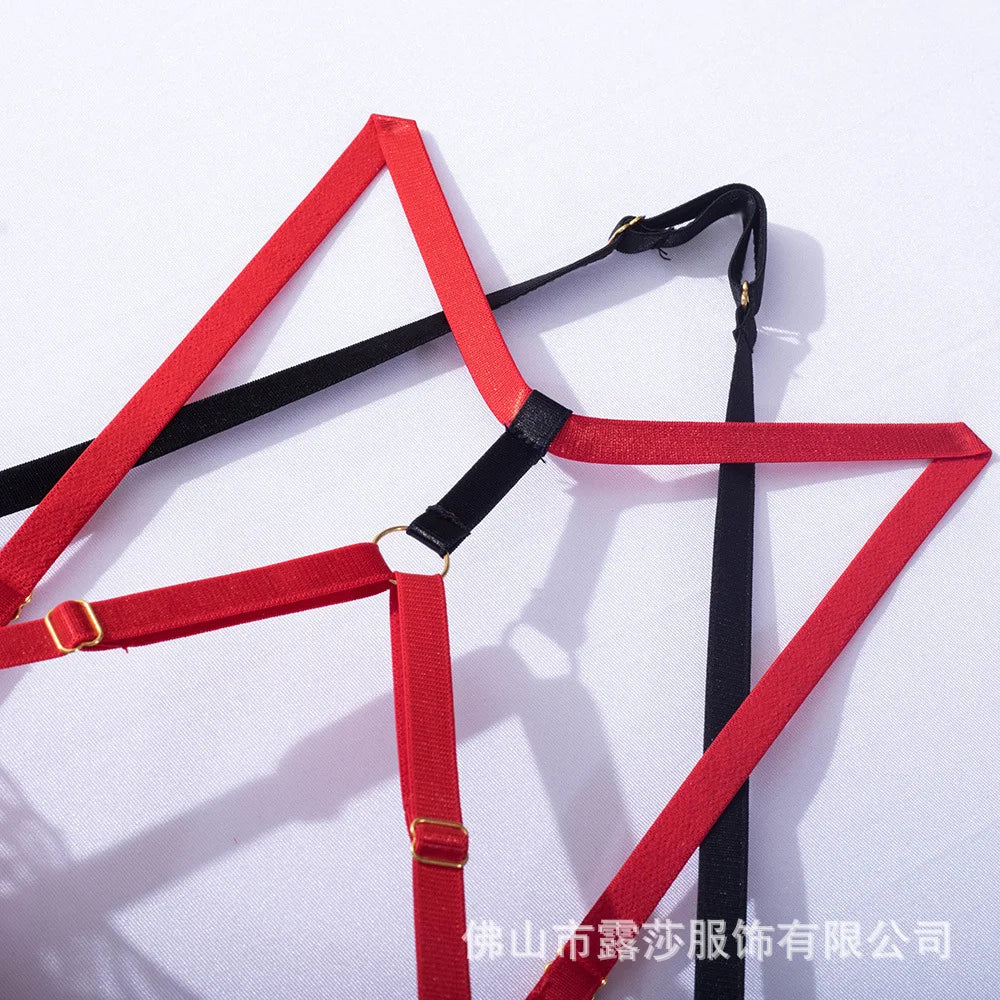 Léas Geheimnisse Roter Paisley-Spitzen-Mesh-Body rückenfrei