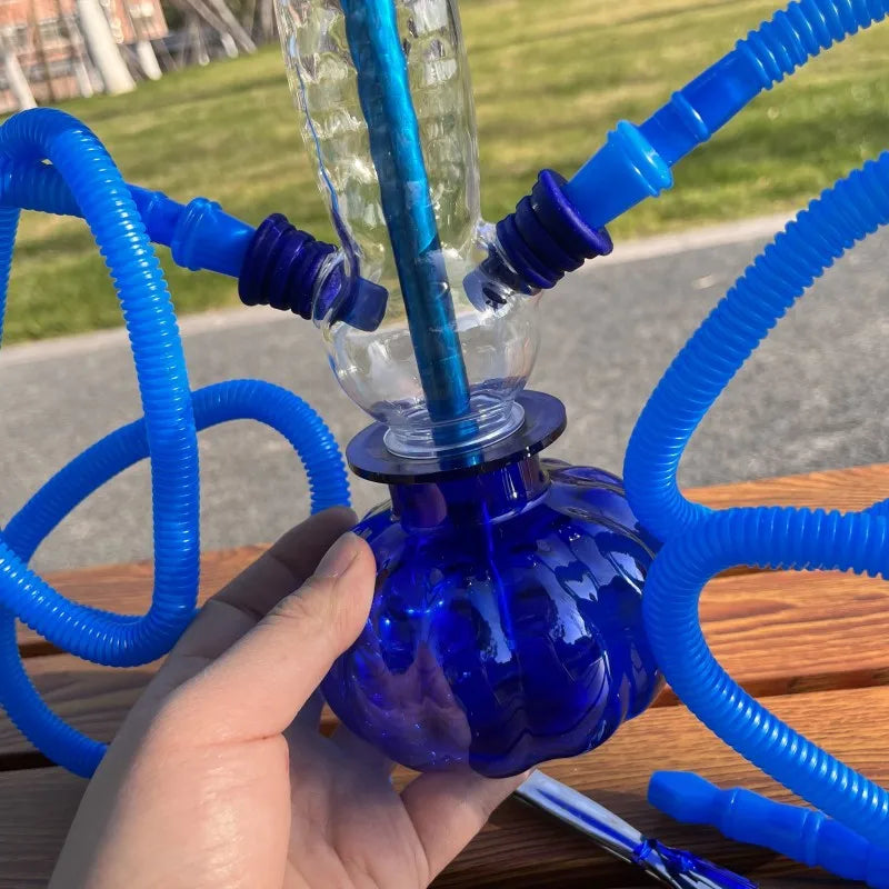 Shisha-Set Oval Guillé Acryl Doppel Silikonschlauch Riesig Mai