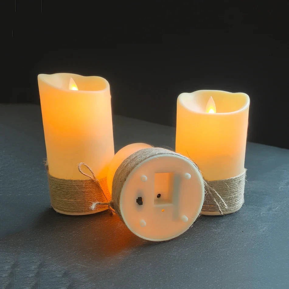 3-teiliges Set flammenloser LED-Kerzen mit USB-Fernbedienung
