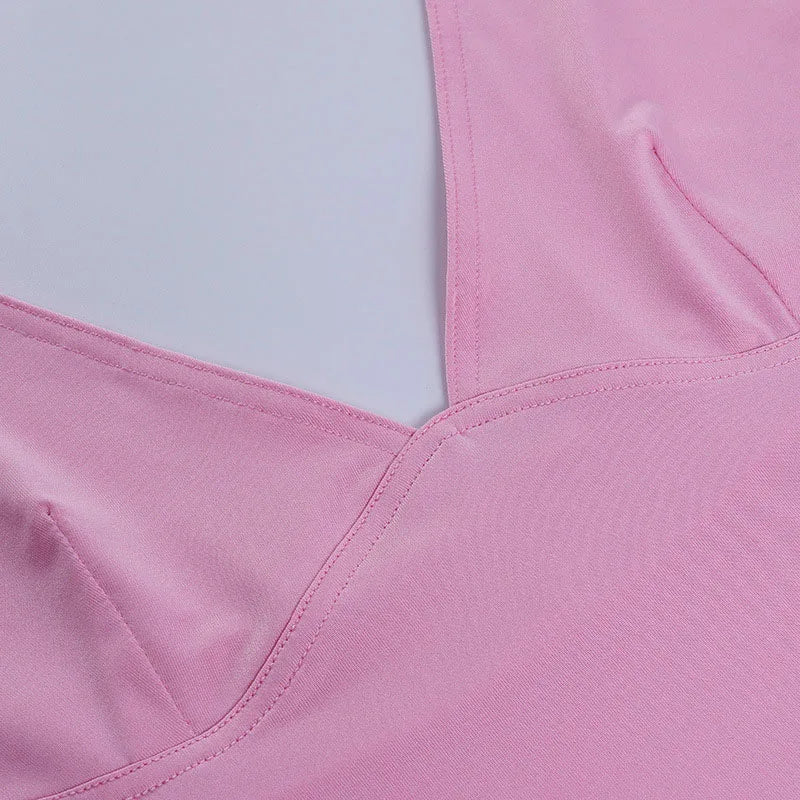 Bidijones Haut Court Dos Nu Rose Sans Manches Femme