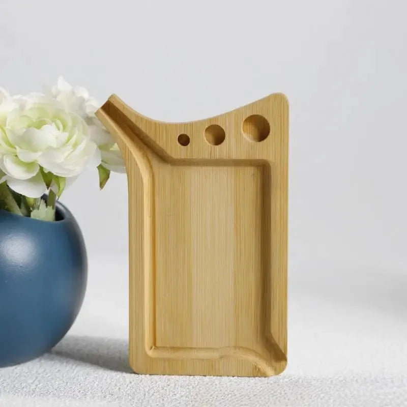 Plateau de roulage en bambou clair – support pour papiers et cônes avec 3 trous, LSDLBoutique