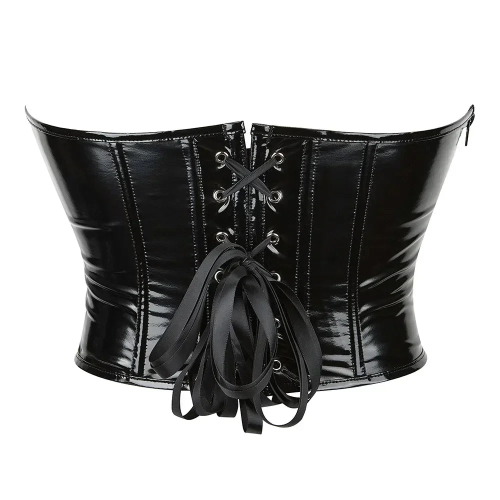 Glossy PVC faux leather corset with side zip – Noor