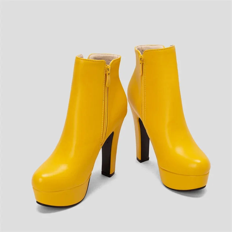 Damen-Stiefeletten mit Kristallblumenmuster, hohem Absatz und Reißverschluss für den Winter