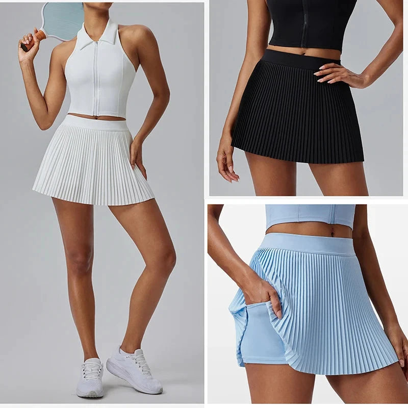Jupe plissée tennis LSDLBoutique - 3 coloris: blanc, noir et bleu clair