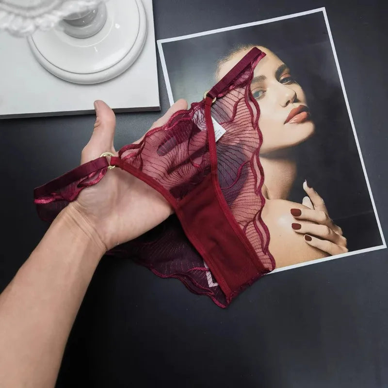 Moyisu Culotte Dentelle Transparente Noire Ultra Fine Taille Basse