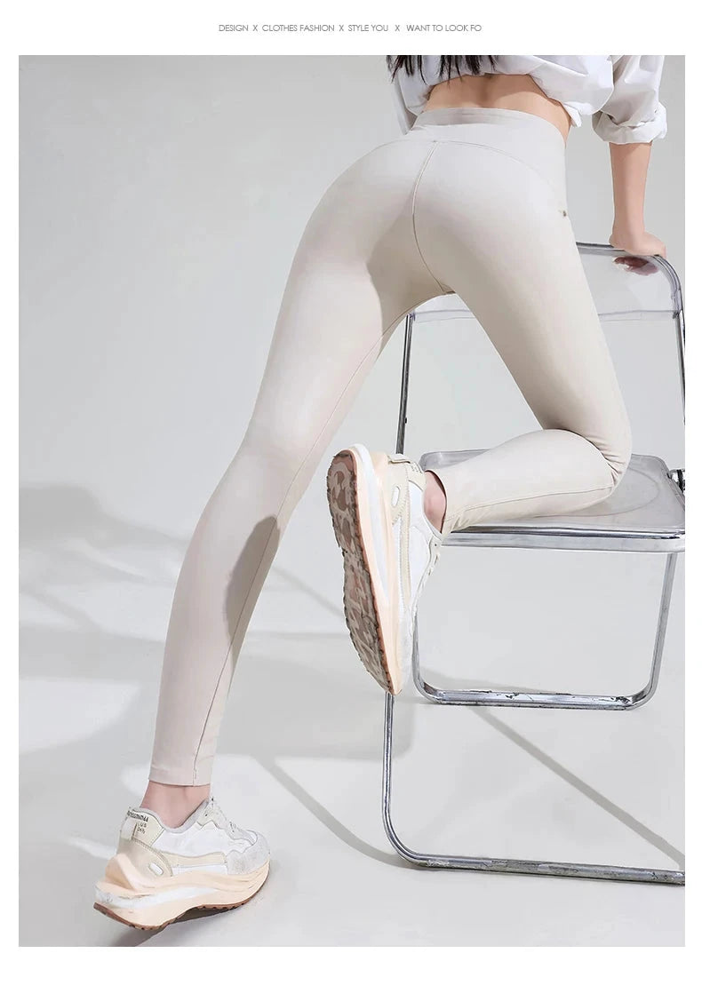 Schwarze Leggings aus PU-Leder mit Schlangenmuster und hohem Bund