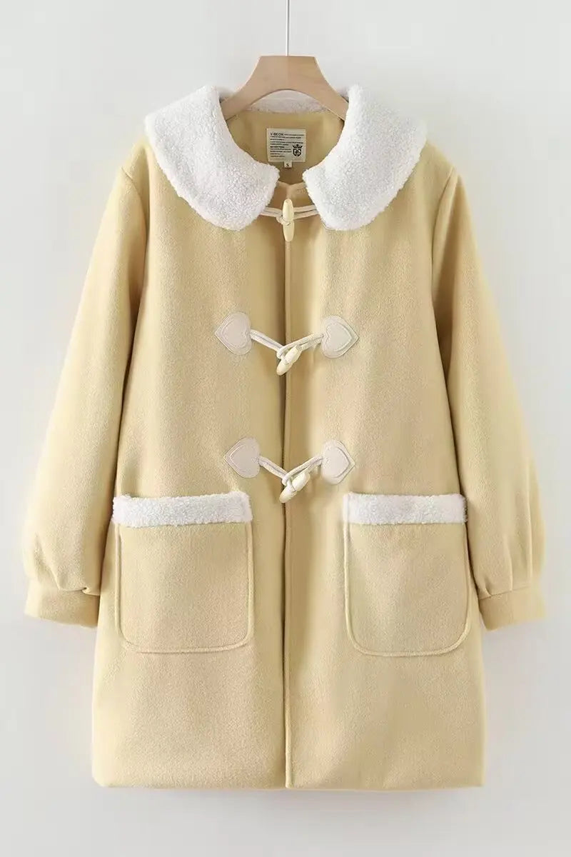 Harajuku Veste Tweed Coton Capuche Doux Pour Fille